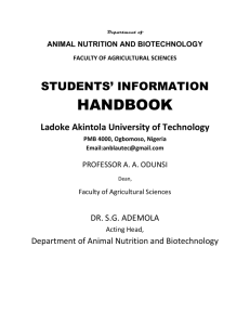 Department of Animal Nutrition and Biotechnology