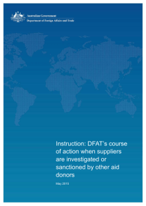 Instruction: Investigation or sanction of suppliers by other aid donors