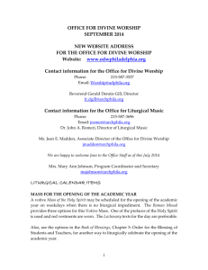 September 2014 Letter - Office for Divine Worship