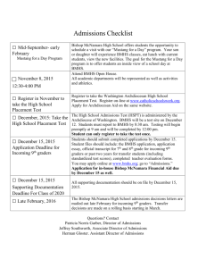 Admissions Checklist for 2015-2016