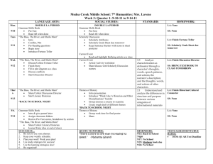 Medea Creek Middle School: 7th Humanities: Mrs. Lavene Week 3
