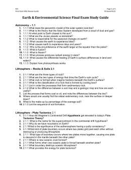 Earth & Environmental Science Final Exam Study Guide