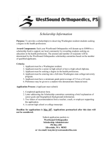 Scholarship Information - WestSound Orthopaedics, PS