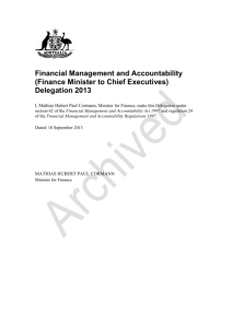 Financial Management and Accountability (Finance Minister to Chief