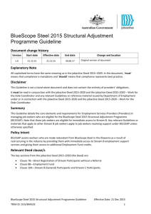 BlueScope Steel 2015 Structural Adjustment Programme