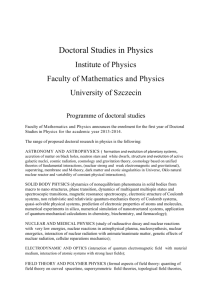 Doctoral Studies in Physics - Wydział Matematyczno