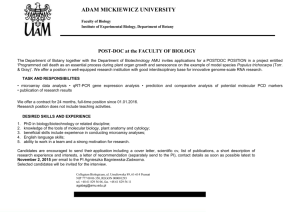 POST-DOC at the FACULTY OF BIOLOGY