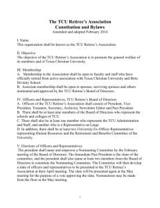 The TCU Retiree`s Association Constitution and Bylaws Amended