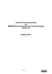 Victorian Purchasing Guide for MEM05 Metal and Engineering