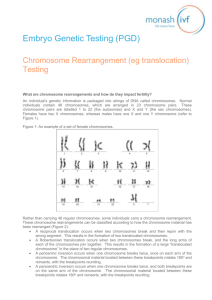 Chromosome Rearrangement (eg translocation) Testing