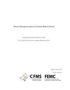Disaster Management Plans in Canadian Medical