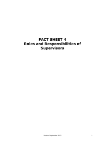 Fact Sheet 4 Roles and Responsibilities of Supervisors