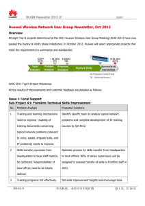 Huawei Wireless Network User Group Newsletter, Oct 2012