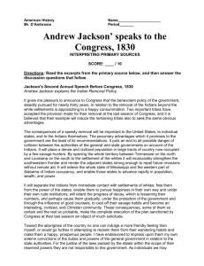 Andrew Jackson Speaks to the Congress (1830)