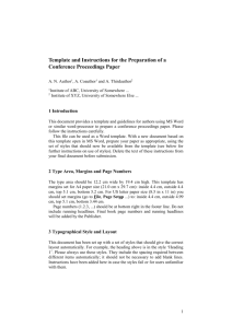 Template and Instructions for the Preparation of a Conference
