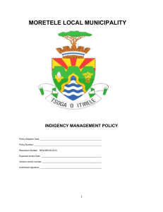 moretele local municipality indigency management policy