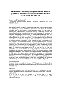 Study of TiSi thin film polycrystalline and metallic glasses by