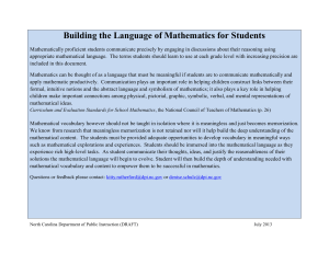 Building the Language of Mathematics for Students