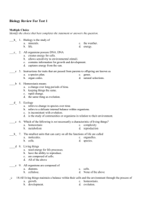 Biology Review For Test 1