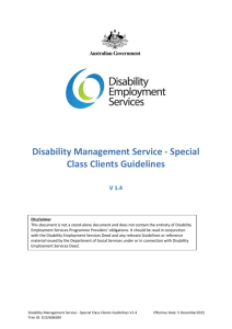 Special Class Clients Guidelines