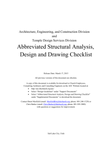 Abbreviated Structural Analysis, Design and Drawing Checklist