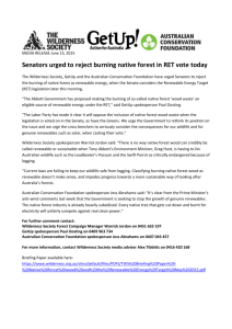 Senators urged to reject burning native forest in RET
