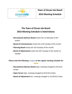 2016 Town of Ocean Isle Beach Meeting Schedule