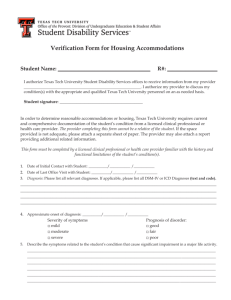 Verification Form for Housing Accommodations