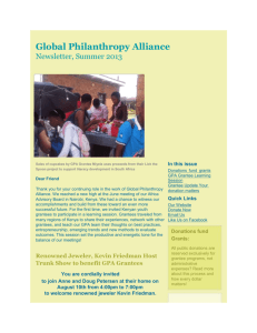 Summer 2013 Newsletter - Global Philanthropy Alliance