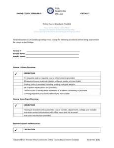 Online Course Standards Checklist Form
