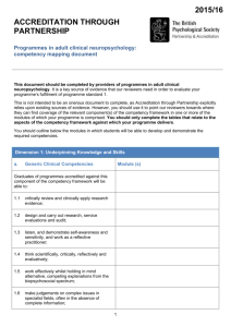 Competency mapping document - adult clinical neuropsychology