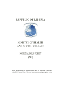 National Drug Policy of Liberia - Ministry of Health & Social Welfare