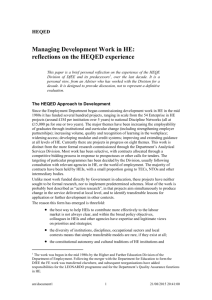 Development in HE -a discussion paper