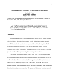 Nature as Laboratory: Experiments in Ecology and - PhilSci