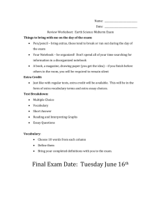 Name: Date: Review Worksheet: Earth Science Midterm Exam