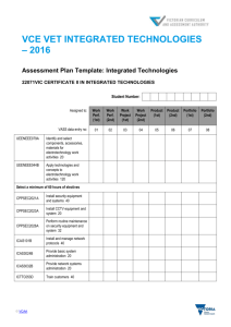 VCE VET Integrated Technologies Assessment Plan Template and