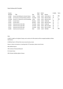 RHUL Classics Courses Timetable