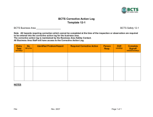 Appendix 1H Checklist 12-1: BCTS Corrective Action Log