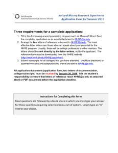 Natural History Research Experiences Application Form for Summer