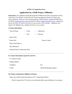 Uniform Application for ASOR Affiliation