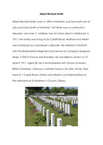 Albert Richard Smith - Bushey First World War Commemoration