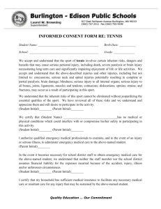 Tennis Consent Form