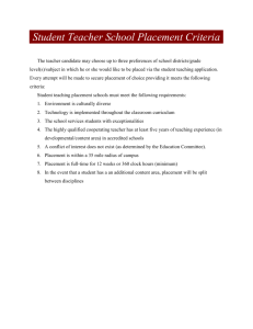 Criteria for Student Teaching School Placement