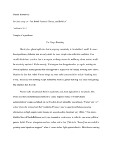 Sample in-class essay about Fast Food and Politics