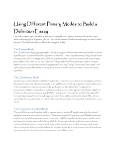Using Different Primary Modes to Build a Definition Essay
