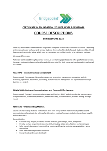 Course Descriptor - Certificate in Foundation Studies (Level 3)