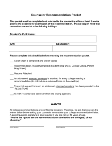 Counselor Recommendation Packet