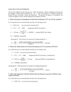 Answer Key to Gas Laws Problem Set The first four problems use
