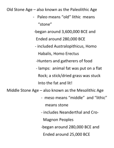 Periods of the Stone Ages Notes 2014