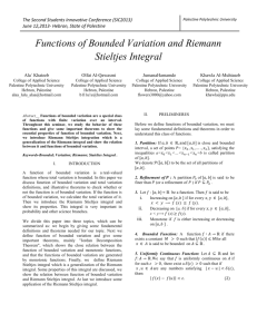 Functions of Bounded Variation and Riemann Stieltjes Integral